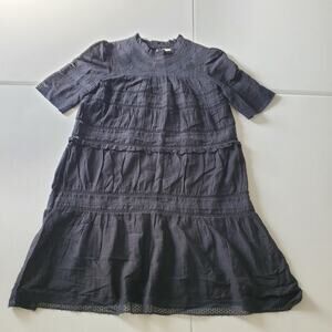 Isabel Marant Etoile Dress Womens 38 Black Smocked Lace Ruffle Whimsigoth Witch